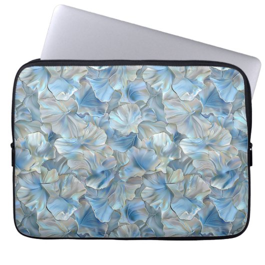 Iridescent Blue Pearl Petal Pattern Laptop Sleeve (Voorkant)