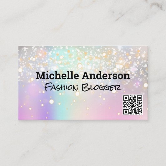 Iridescent Bokeh Glow | QR-scan Visitekaartje (Voorkant)