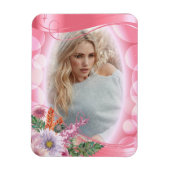 Iridescent Bokeh PInk & bloemen - DIY Foto Magneet (Verticaal)