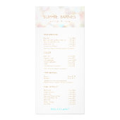 Iridescent Bokek Salon Price List Service Menu (Voorkant)