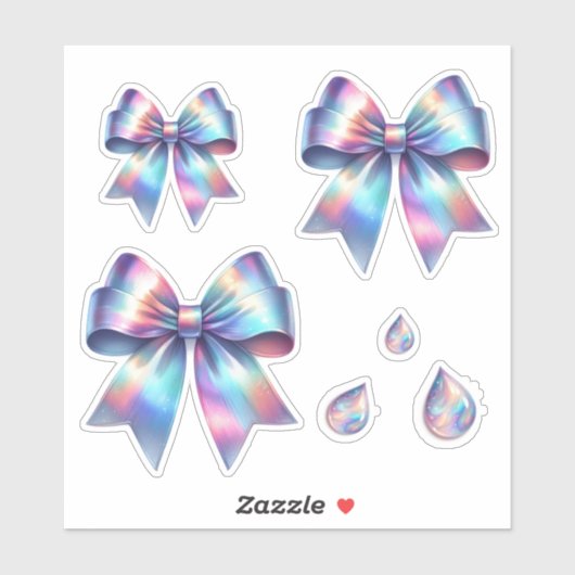 Iridescent Bow Set met Teardrops Sticker (Vel)
