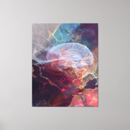 Iridescent Brain Nebula Neural Glow Art Canvas Afdruk