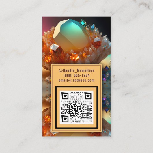 Iridescent Burst Abstracte Citrine Crystal QR-code Visitekaartje (Achterkant)