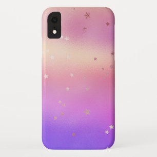 Iridescent Colors met Roos Gold Stars Pattern iPhone XR Hoesje