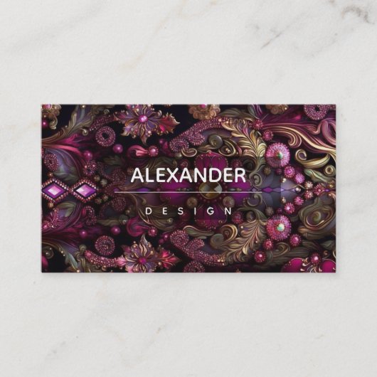 Iridescent Crystal Gemstenen, Fuchsia, Roze, Bronz Visitekaartje (Voorkant)