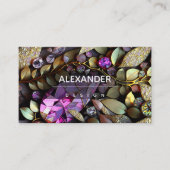 Iridescent Crystal Gemstenen, roze, Fuchsia, Gold Visitekaartje (Voorkant)