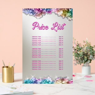 Iridescent Crystals prijslijst Acryl Bord
