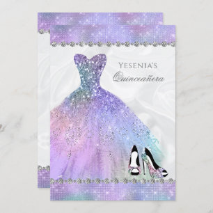 Iridescent Diamond Sparkle Glam Quinceañera Kaart