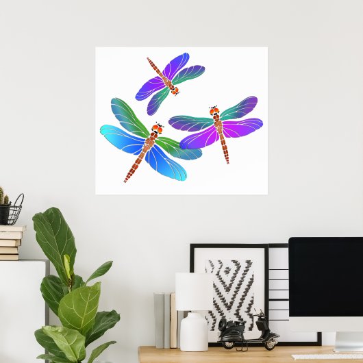 Iridescent Dive Bombing Dragonfings Poster (Thuiskantoor)