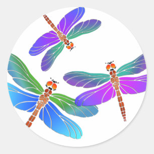 Iridescent Dive Bombing Dragonfings Ronde Sticker