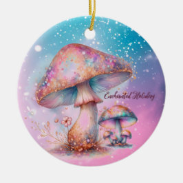 Iridescent Enchanted Fairytale Mushrooms Keramisch Ornament