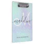 Iridescent Faux Holographic Glitter Monogram Klembord (Rechts)