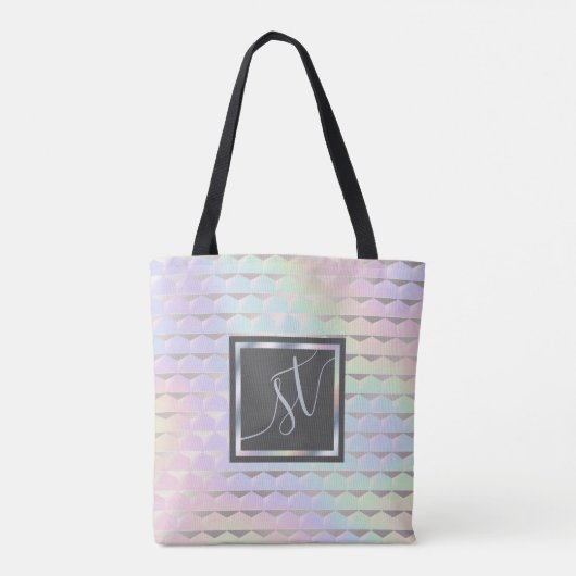 Iridescent Faux Holographic Pattern Monogram Draagtas (Achterkant)