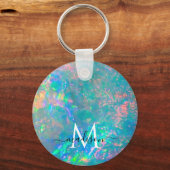 Iridescent Fire Opal Monogram Script Name Sleutelhanger (Voorkant)