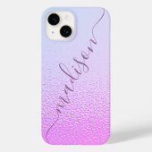 Iridescent Girly Pink Shimmer Persoonlijke naam Case-Mate iPhone Case (Achterkant)