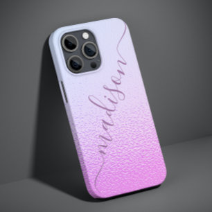 Iridescent Girly Pink Shimmer Persoonlijke naam Case-Mate iPhone 14 Plus Hoesje