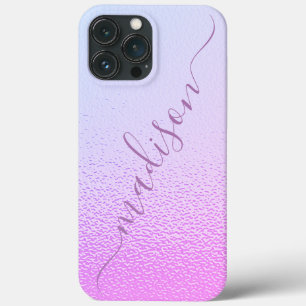 Iridescent Girly Pink Shimmer Persoonlijke naam iPhone 13 Pro Max Hoesje