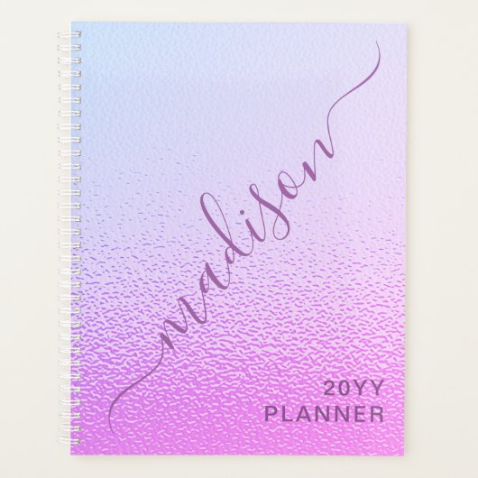 Iridescent Girly Pink Shimmer Persoonlijke naam Planner (Voorkant)