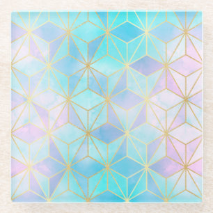 Iridescent Glass Geometric Patroon Glazen Onderzetter