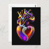 Iridescent Glass Heart Valentijn Briefkaart (Voorkant / Achterkant)