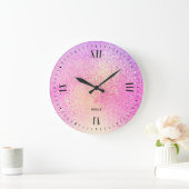 Iridescent glazen ombre roze en paars grote klok (Huis)