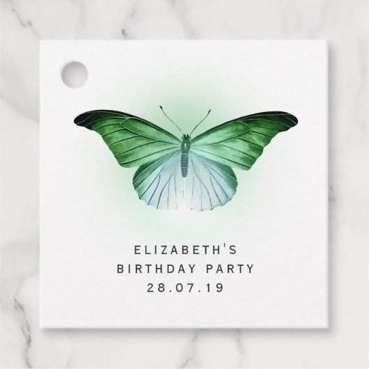 Iridescent Green Butterfly Bedankjes Labels (Voorkant)