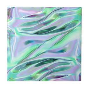 Iridescent Green en Blue MetallicMarked Tegeltje