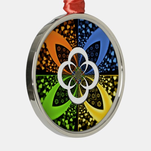 Iridescent Hearts Seamless Polka Dot Abstracte kun Metalen Ornament (Rechts)