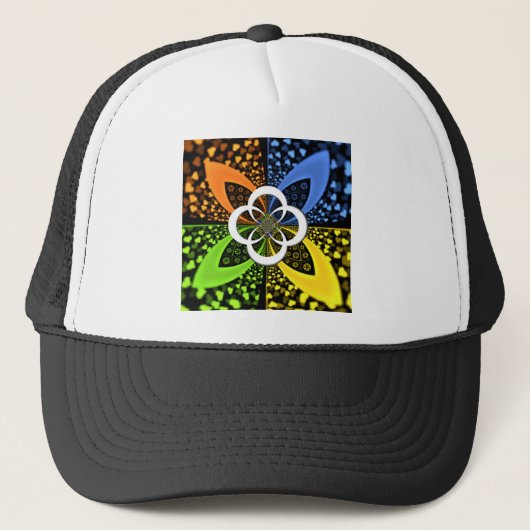Iridescent Hearts Seamless Polka Dot Abstracte kun Trucker Pet (Voorkant)