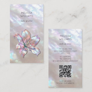 Iridescent holografische lelie QR-code Visitekaartje