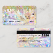 Iridescent Holographic Glitter Drip Credit Style Visitekaartje (Voorkant / Achterkant)