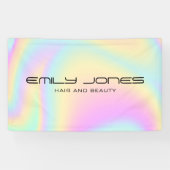 Iridescent Holographic Modern Trendy Salon Spandoek (Horizontaal)