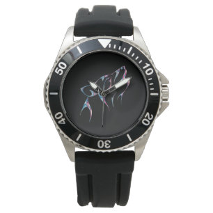 Iridescent Howling Wolf Spirit Animal Horloge