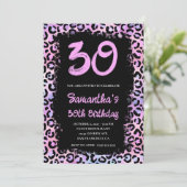 Iridescent Leopard Pink en Black 30th Birthday Kaart (Staand voorkant)