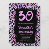 Iridescent Leopard Pink en Black 30th Birthday Kaart (Voorkant / Achterkant)