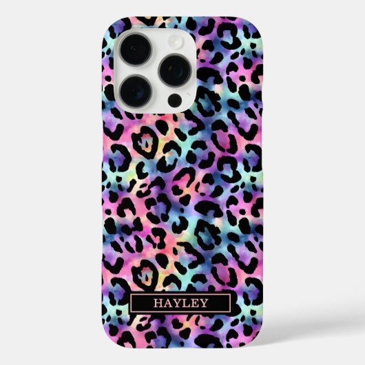 Iridescent Leopard Print Monogrammed Case-Mate iPhone Case (Achterkant)
