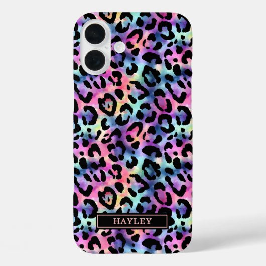 Iridescent Luipaardprint Monogram Case-Mate iPhone Case (Achterkant)