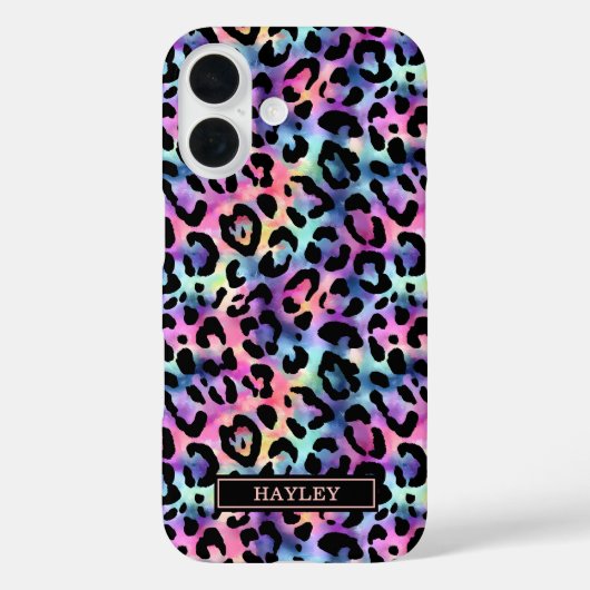 Iridescent Luipaardprint Monogram Case-Mate iPhone Case (Achterkant)