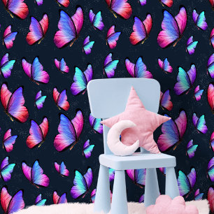 Iridescent Magenta Purple Butterflies Starry Dust Behang