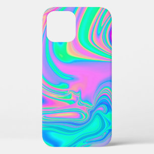 Iridescent marmering holografische textuur in leve iPhone 12 hoesje
