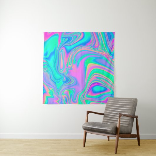 Iridescent marmering holografische textuur in leve wandkleed (In Situ (horizontaal))