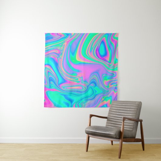 Iridescent marmering holografische textuur in leve wandkleed (In situ)