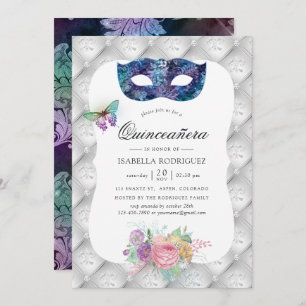 Iridescent Masquerade Quinceañera Kaart