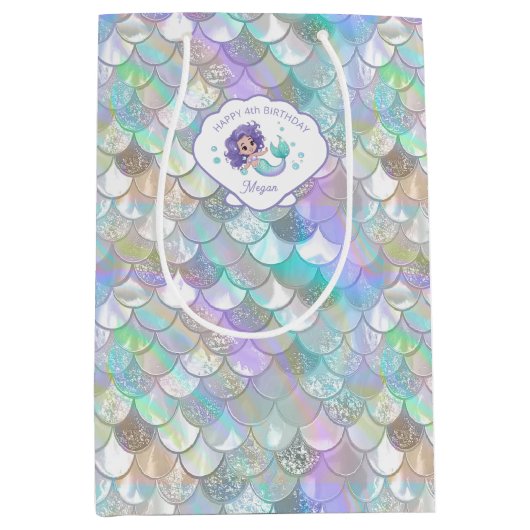 Iridescent Mermaid Scales Clam Shell V1 ID1144 Medium Cadeauzakje (Voorkant)