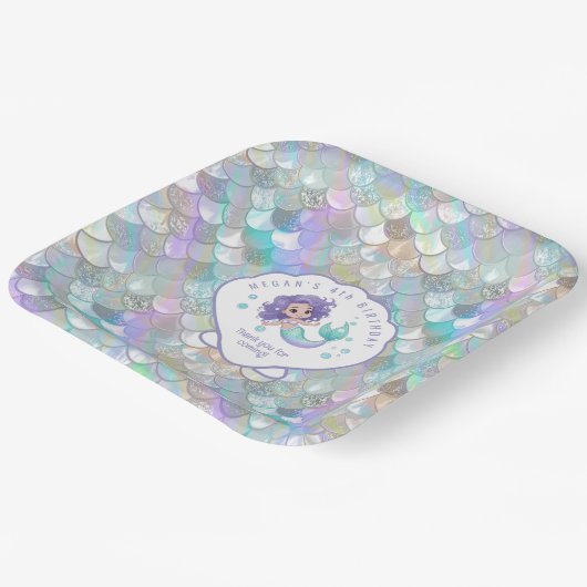 Iridescent Mermaid Scales Clam Shell V1 ID1144 Papieren Bordje (Gebogen)