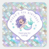 Iridescent Mermaid Scales Clam Shell V1 ID1144 Vierkante Sticker (Voorkant)