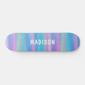 Iridescent Modern Girly Pink Blue op maat Skateboard (Horizontaal)