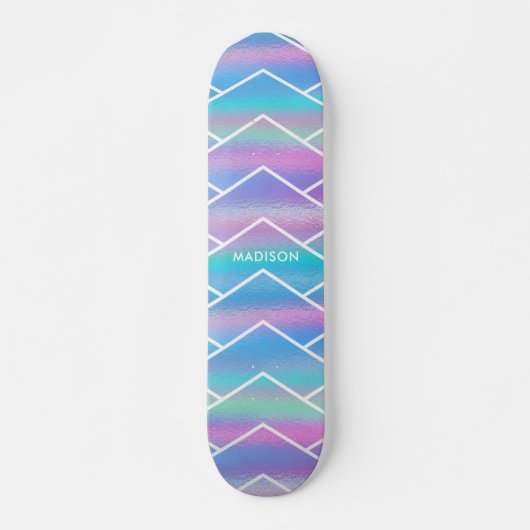 Iridescent Modern Girly Pink Blue Specialized Ska Skateboard (Voorkant)