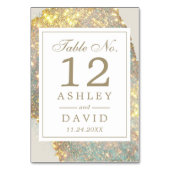 Iridescent modern Glitter Weddenschappen Tabelnumm Kaart (Achterkant)