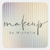 Iridescent Modern Script Make-up Artist Monogram Vierkante Sticker (Voorkant)